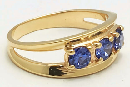 Created TANZANITE 0.72 Carats 14k Yellow Gold Ring image 1