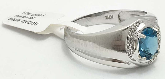 Genuine 1.21 Blue Zircon 10k White Gold Ring image 1