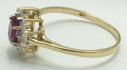 0.63 Cts ALEXANDRITE & CUBIC ZIRCONIA 14k Yellow Gold Ring image 3