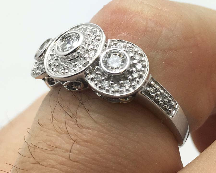 0.57 Cts Genuine Natural Diamonds 14K W Gold Ring image 2