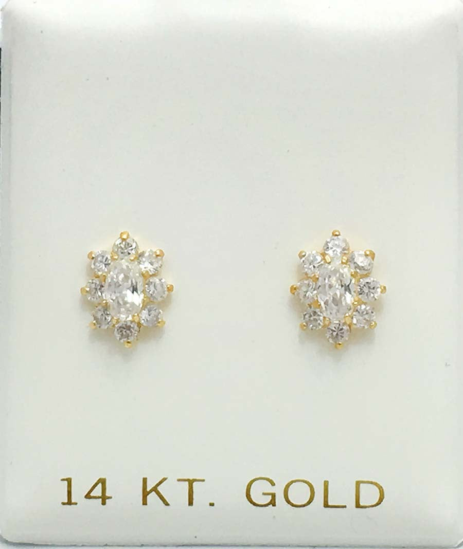 1.38 cts WHITE SAPPHIRE FLOWER STUD 14k Earrings image 3
