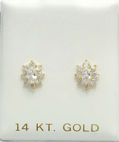 1.38 cts WHITE SAPPHIRE FLOWER STUD 14k Earrings image 3