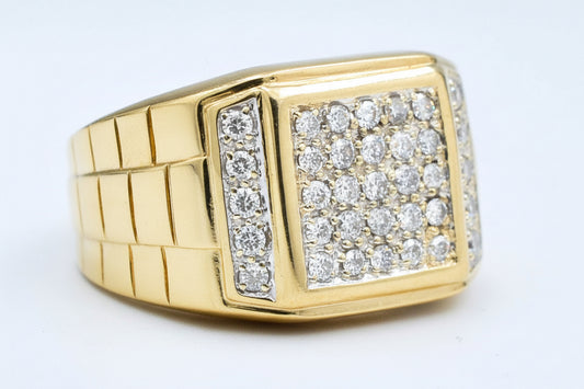 GENUINE 0.70 CTS DIAMOND MENS RING 14 SOLID GOLD image 0