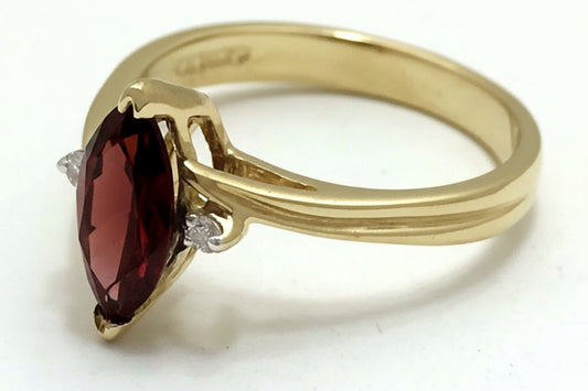 Natural 1.18 Carats GARNET& DIAMONDS 14k Yellow Gold Ring image 1