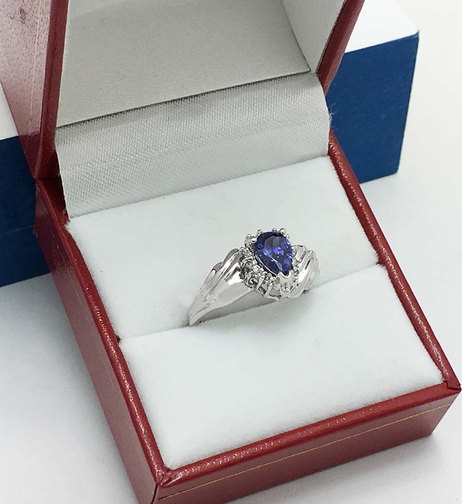 TANZANITE 1.10 carats & DIAMONDS 14k White Gold Ring image 3