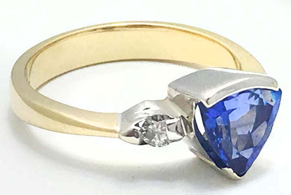 GENUINE 1.36 cts TANZANITE & DIAMONDS 14k YELLOW GOLD RING image 2