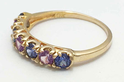 TANZANITES & Changing Color ALEXANDRITES 10k YELLOW GOLD RING image 2