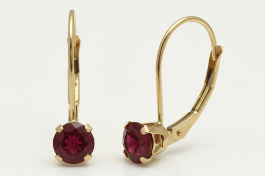 Genuine 0.46 Cts Rubies 14k Yellow Gold Earrings image 0
