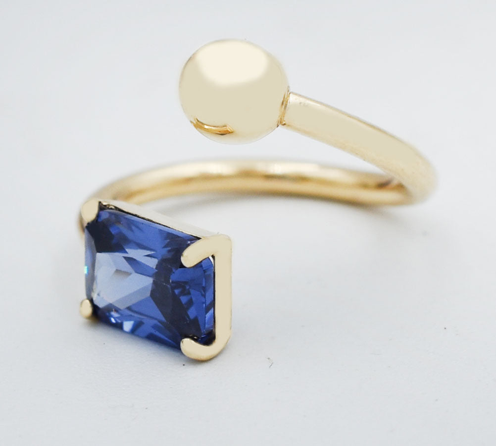 TANZANITE 1.17 Cts BELLY RING Solid 14k White Gold * NEW WITH TAG image 0