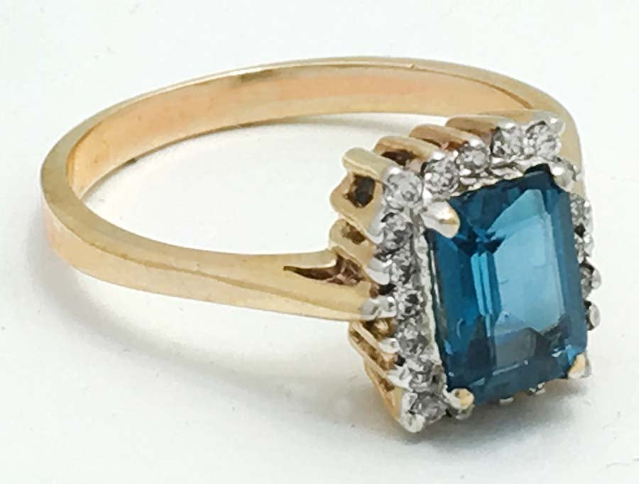 GENUINE BLUE ZIRCON & WHITE SAPPHIRES 14k Gold Ring image 1