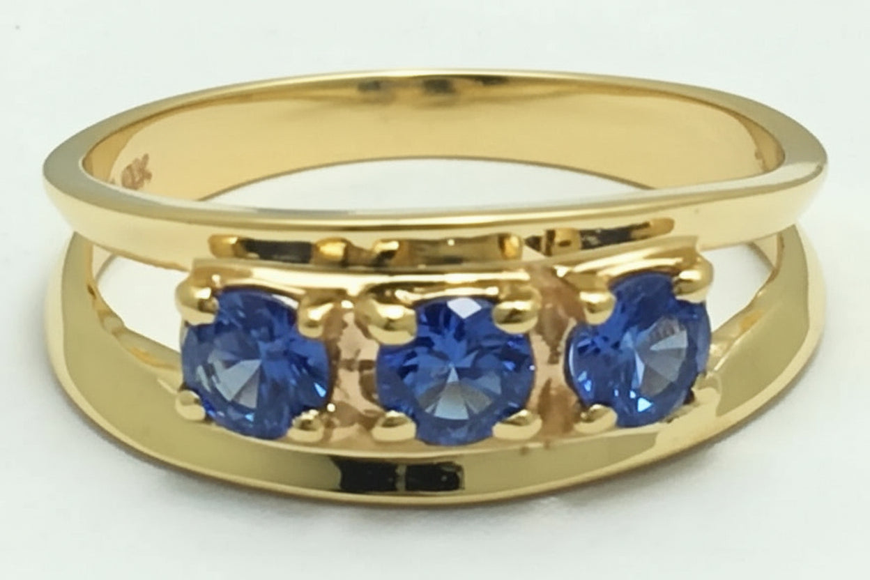 Created TANZANITE 0.72 Carats 14k Yellow Gold Ring image 0