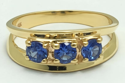 Created TANZANITE 0.72 Carats 14k Yellow Gold Ring image 0