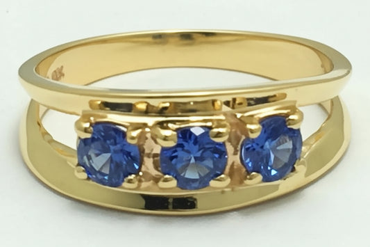 Created TANZANITE 0.72 Carats 14k Yellow Gold Ring image 0