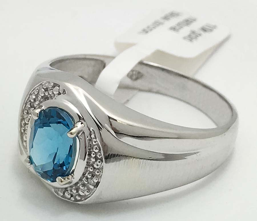 Genuine 1.21 Blue Zircon 10k White Gold Ring image 2