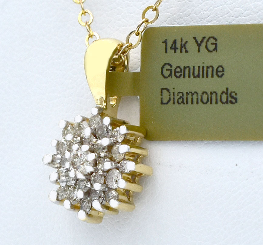Genuine 0.46 Cts diamond pendant 14k Solid Yellow Gold image 1