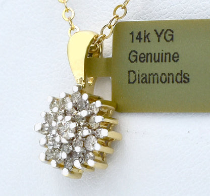 Genuine 0.46 Cts diamond pendant 14k Solid Yellow Gold image 1