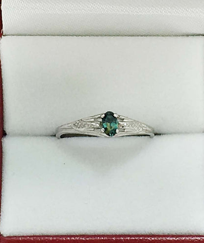 Genuine Alexandrite 0.21 Cts Solitaire 14k WG Ring image 4