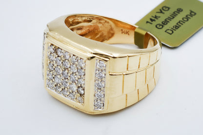 GENUINE 0.70 CTS DIAMOND MENS RING 14 SOLID GOLD image 1
