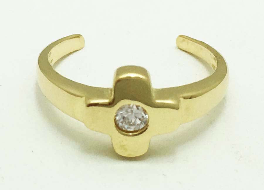 WHITE SAPPHIRE 14k Solid Gold Adjustable TOE Ring image 0
