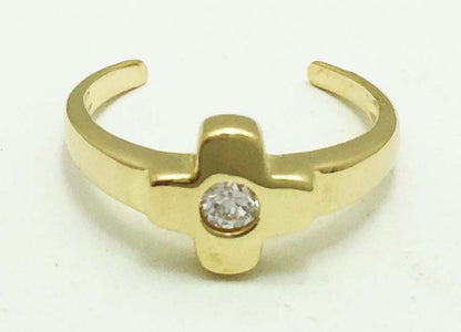 WHITE SAPPHIRE 14k Solid Gold Adjustable TOE Ring image 0