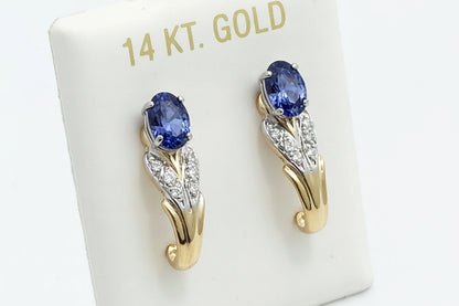 Created 1.50 Cts Tanzanite 14K YG Jacket Earrings image 1