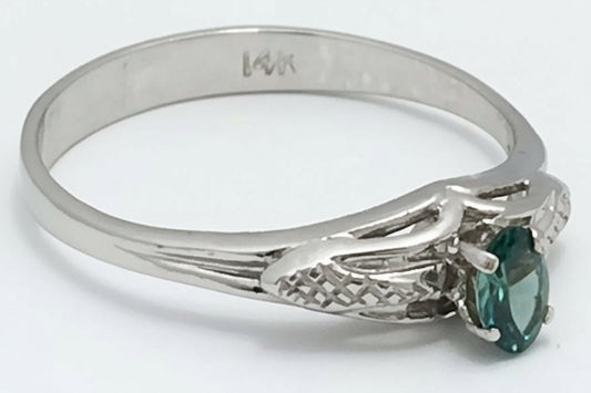 Genuine Alexandrite 0.21 Cts Solitaire 14k WG Ring image 1