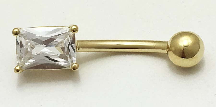 1.10 Carats Cubic Zirconia 14k Yellow Gold Belly Ring image 0