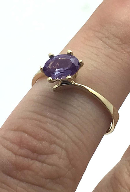 0.90 Carats ALEXANDRITE 14k Yellow Gold Ring image 3