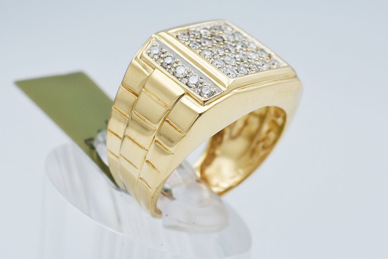 GENUINE 0.70 CTS DIAMOND MENS RING 14 SOLID GOLD image 5