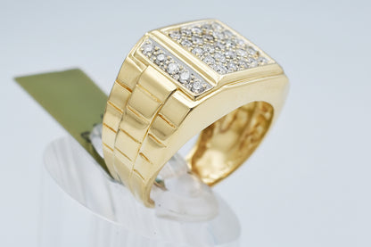 GENUINE 0.70 CTS DIAMOND MENS RING 14 SOLID GOLD image 5