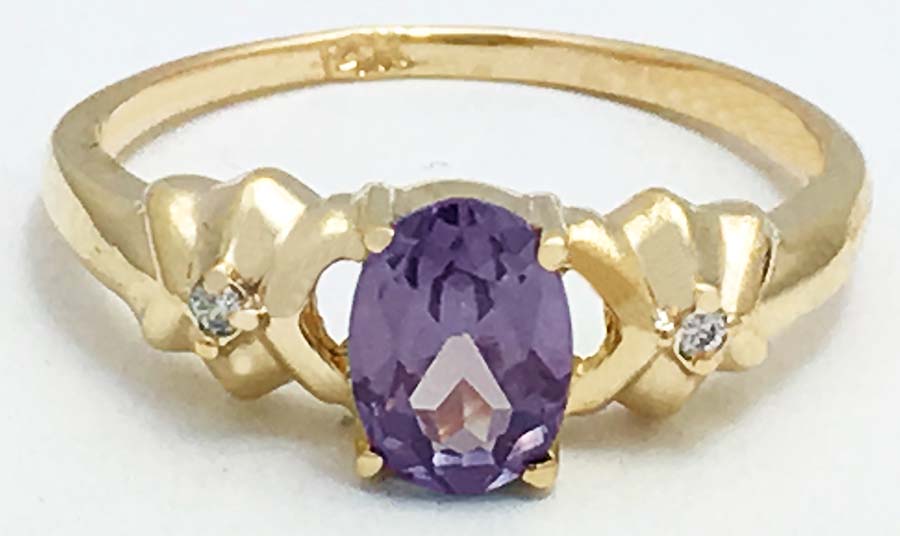 1.24 Carats Changing Color ALEXANDRITE & DIAMONDS 14k Gold Ring image 0