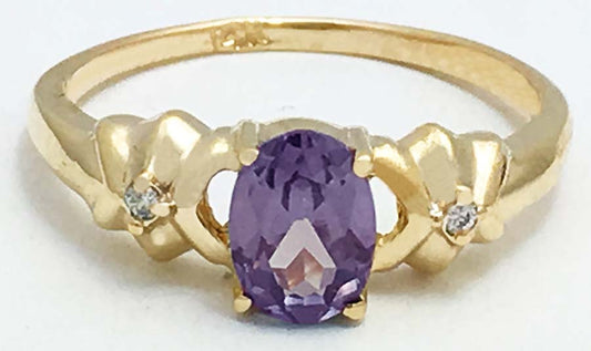 1.24 Carats Changing Color ALEXANDRITE & DIAMONDS 14k Gold Ring image 0