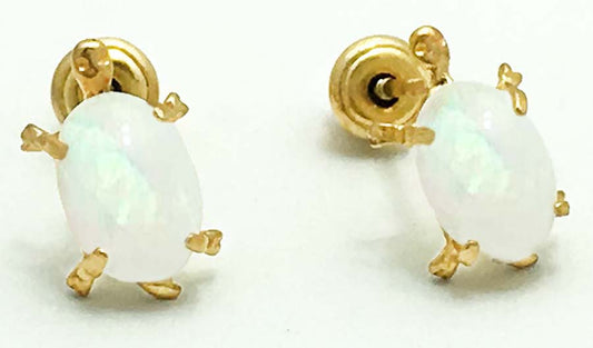 NATURAL OPALS TURTLE 14k Yellow Gold Earrings image 0