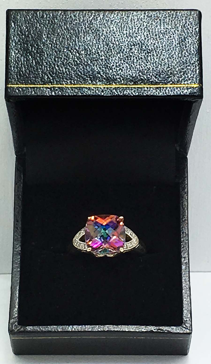 GENUINE 5.58 cts MULTI-COLOR TOPAZ & DIAMOND 10k Gold RING image 4