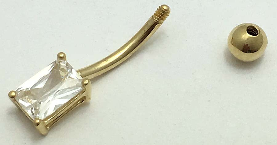 1.10 Carats Cubic Zirconia 14k Yellow Gold Belly Ring image 1