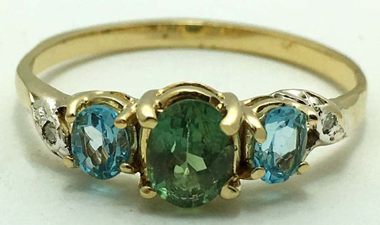 Genuine Natural Alexandrite & Blue Topaz 10k Ring image 0