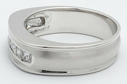 Genuine 0.8 Cts Diamonds 14k White Gold Men's Ring image 2