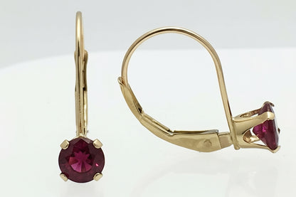 Genuine 0.46 Cts Rubies 14k Yellow Gold Earrings image 1