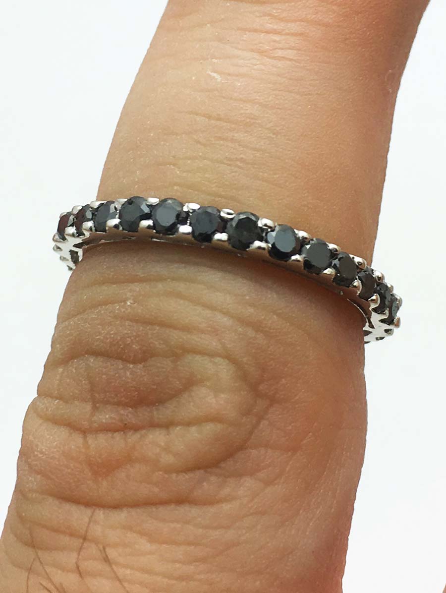 Genuine 1 carat BLACK DIAMONDS 10k White Gold Ring image 2