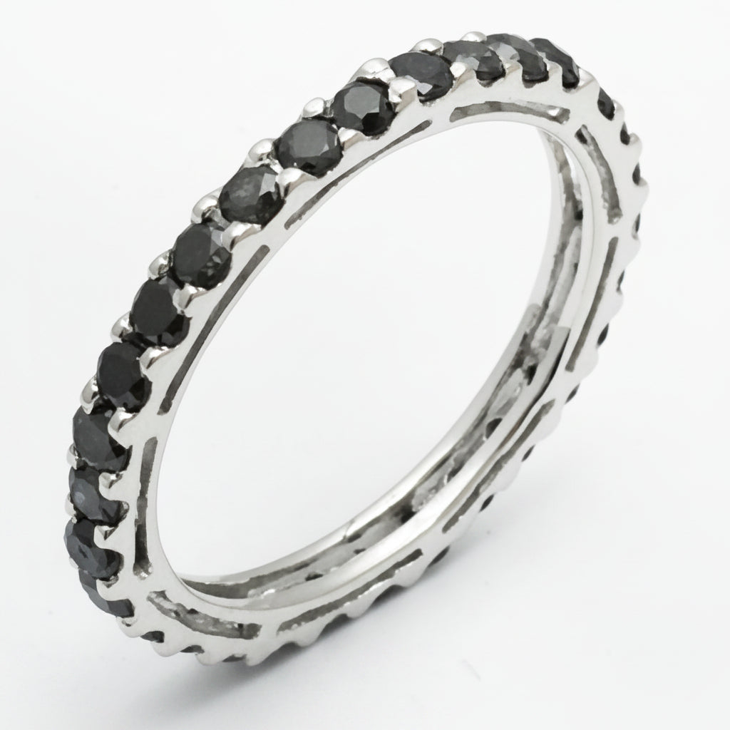Genuine 1 carat BLACK DIAMONDS 10k White Gold Ring image 0