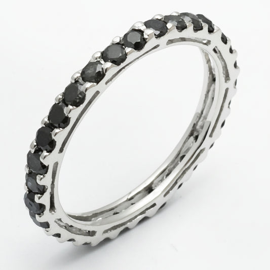 Genuine 1 carat BLACK DIAMONDS 10k White Gold Ring image 0