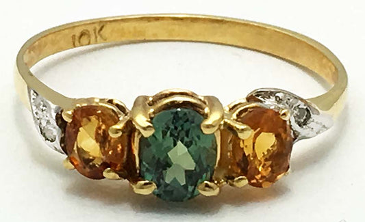 Natural Alexandrite & Yellow Topaz Ring 10k Gold image 0