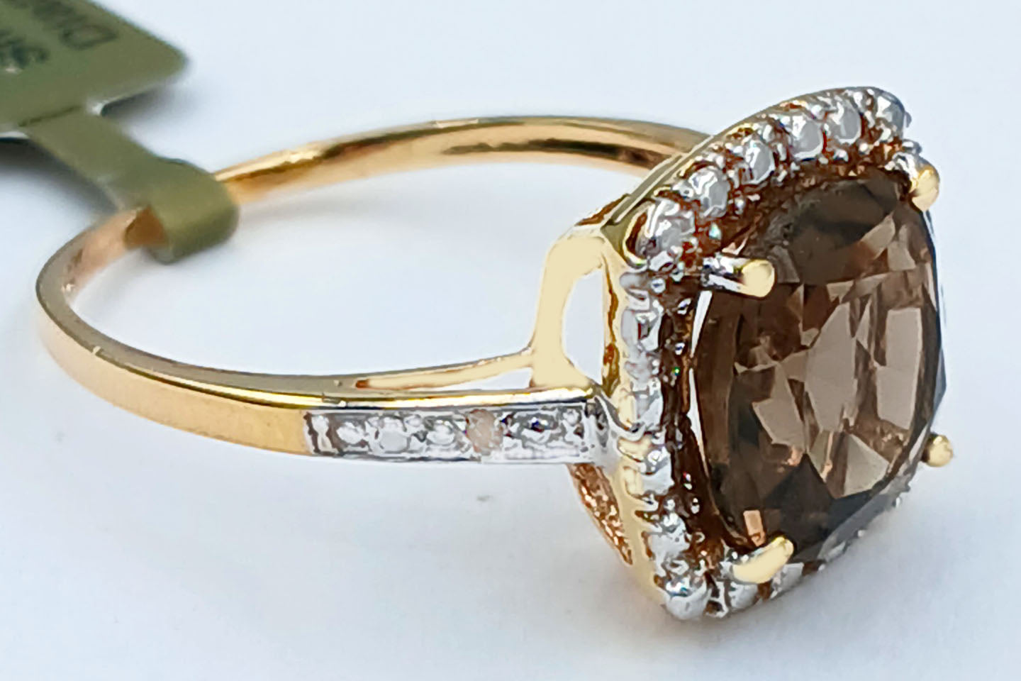 GENUINE 3.40 Cts SMOKY TOPAZ & DIAMOND RING 10k YELLOW GOLD image 3