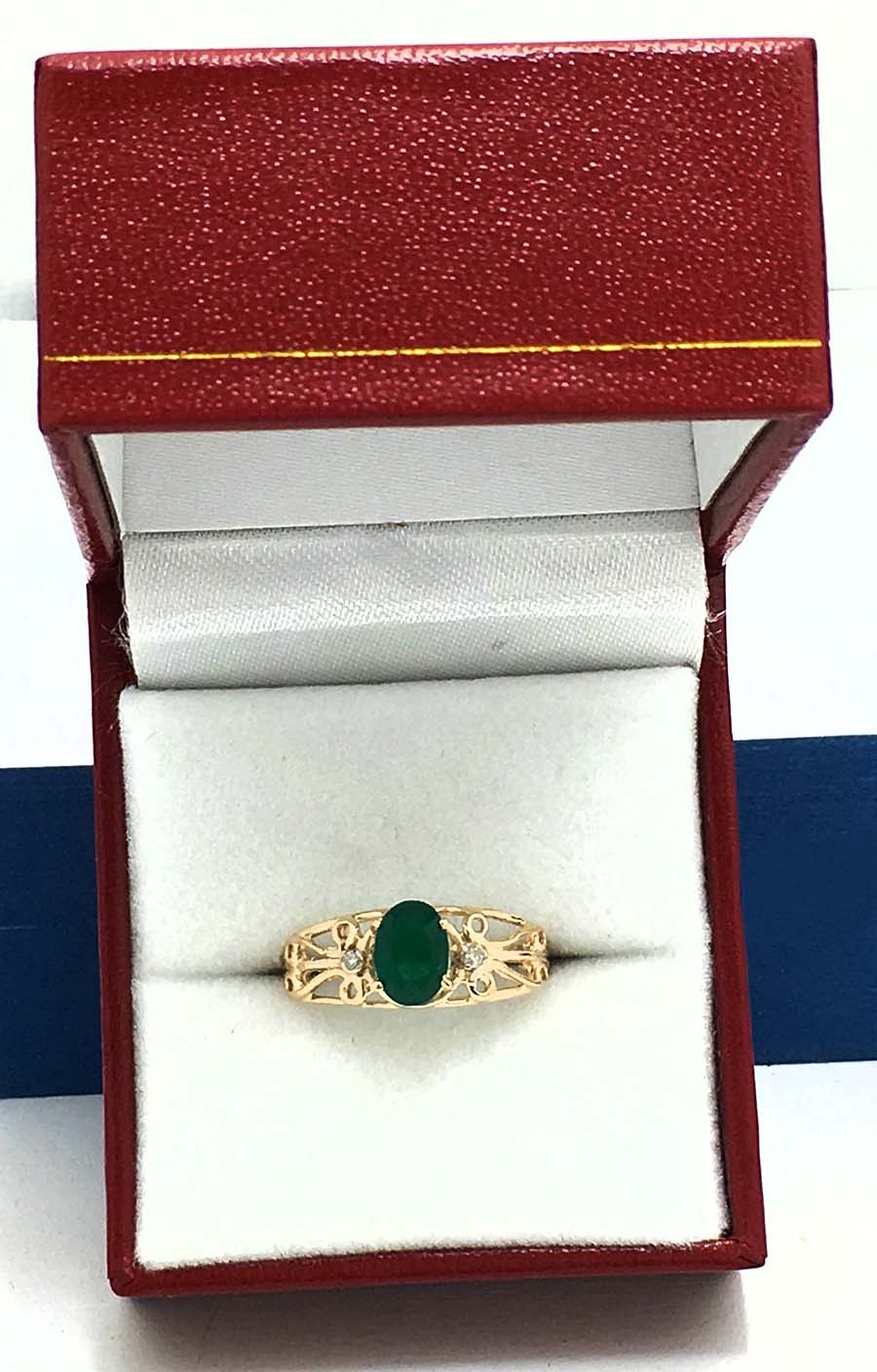 1.28 Carats GREEN ONYX & DIAMONDS 14k Gold Ring image 4