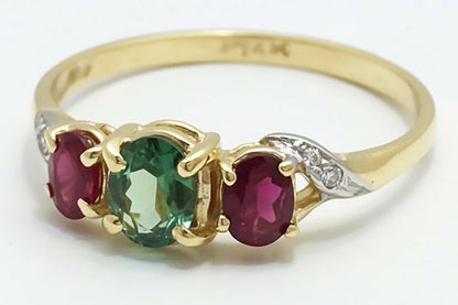 Natural 0.46 Cts ALEXANDRITE & RUBIES 14k Ring image 2