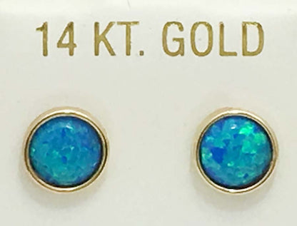NATURAL BLUE OPAL 14k Yellow Gold Earrings image 2