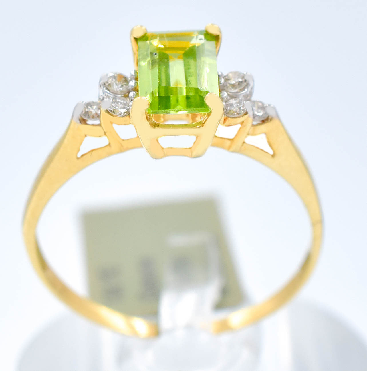 Genuine 1.20 Ct Peridot & Diamonds 10k Solid Yellow Gold Ring image 1