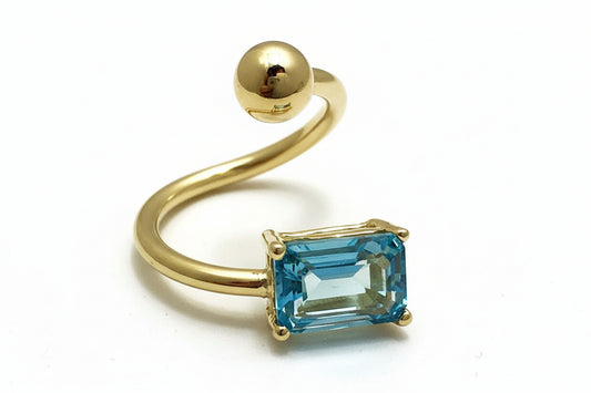 Lab Created 1.06 Cts Blue Zircon 14k Yellow Gold Belly Ring image 0