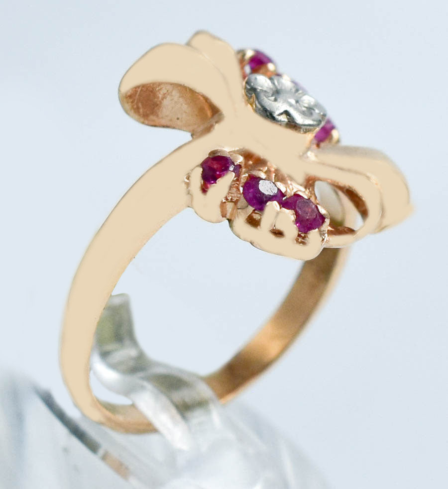 ART DECO VINTAGE LAB CREATED RUBY RING 14K SOLID ROSE GOLD image 1