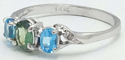 Genuine Alexandrite & Blue Topaz Ring 14k WG Ring image 1